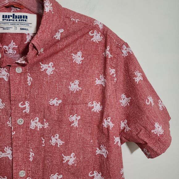 Urban Pipeline octopus print short sleeve button down shirt men's size small - Picture 6 of 8